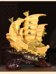 resin sailing ship statue – feng shui decor for smooth success & prosperity