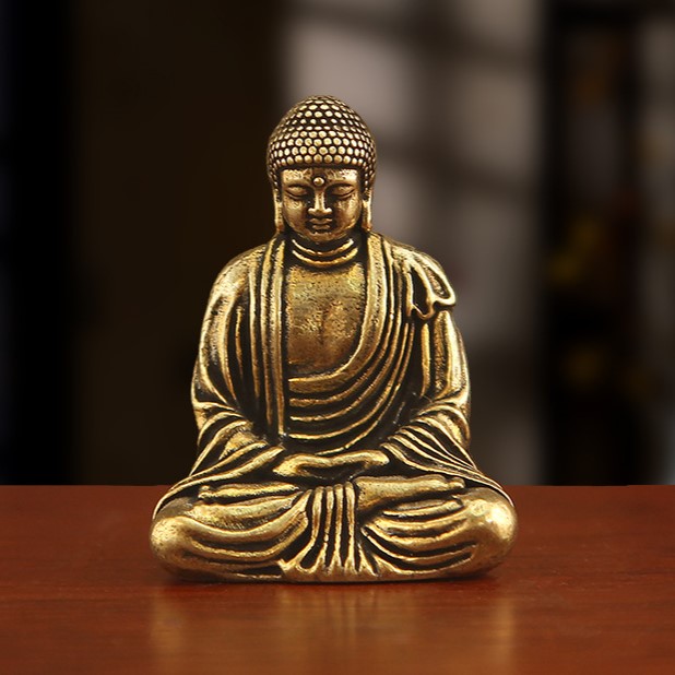 miniature brass buddha statue for meditation altar & zen decor | 3.5cm serene seated buddha figurine for mindfulness, yoga studio & spiritual gift