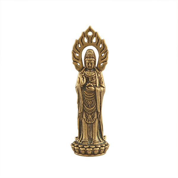 handcrafted brass guanyin bodhisattva statue – 2.4" pocket avalokiteshvara figurine for meditation, altar & spiritual decor