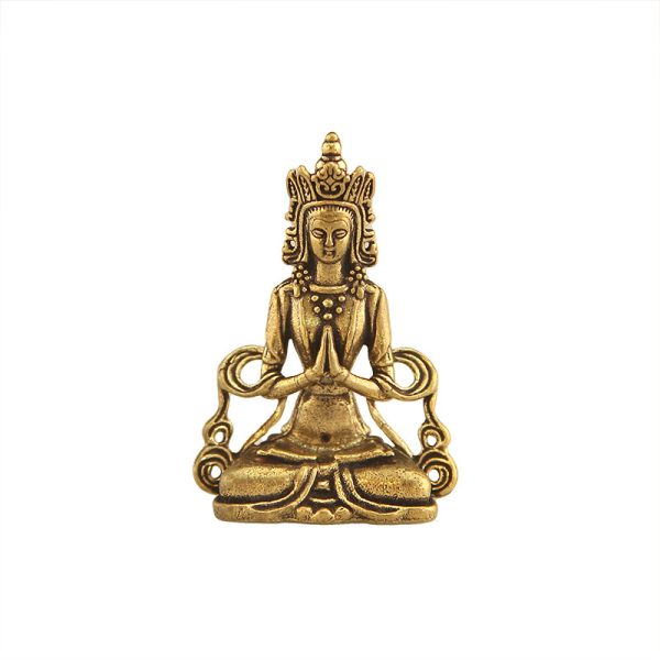 miniature manjushri bodhisattva brass statue – 1.5" pocket sized buddha of wisdom for meditation altar & spiritual decor