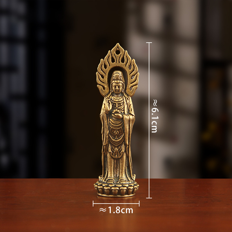 Micro Zen: Styling Tiny Buddha Statues for Desks, Terrariums & Dashboards handcrafted brass guanyin bodhisattva statue – 2.4" pocket avalokiteshvara figurine for meditation, altar & spiritual decor