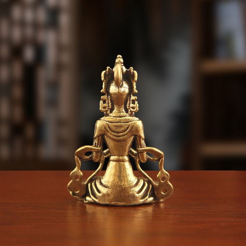miniature manjushri bodhisattva brass statue – 1.5" pocket sized buddha of wisdom for meditation altar & spiritual decor
