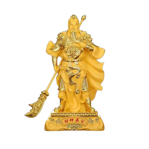 Golden Guan Yu Statue, God of Wealth and Protection - 38cm (15 inches)