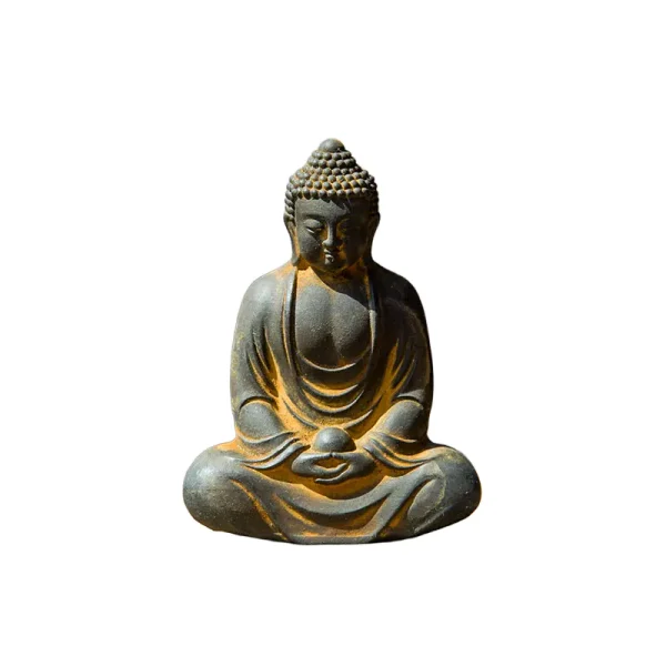 Rustic Cast Iron Finish, Meditating Buddha Statue for Home Decor, Antique Finish - 10 cm / 3.9 inches