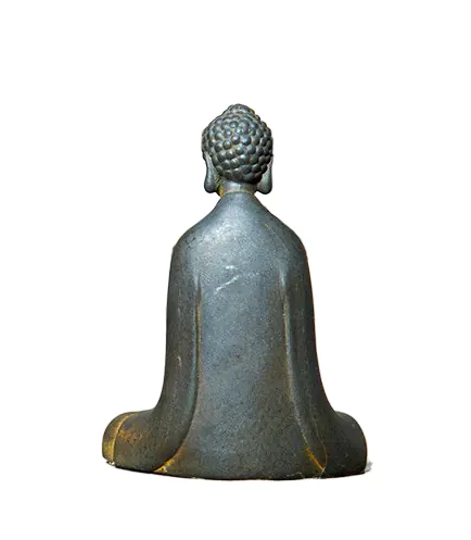 Rustic Cast Iron Finish, Vintage Style Meditating Buddha Statue - 12 cm (4.7 inches)