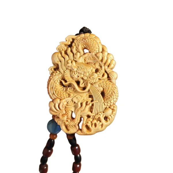 Yabai Wood Dragon Pendant – 7cm Natural Aromatic Talisman for Protection & Prosperity