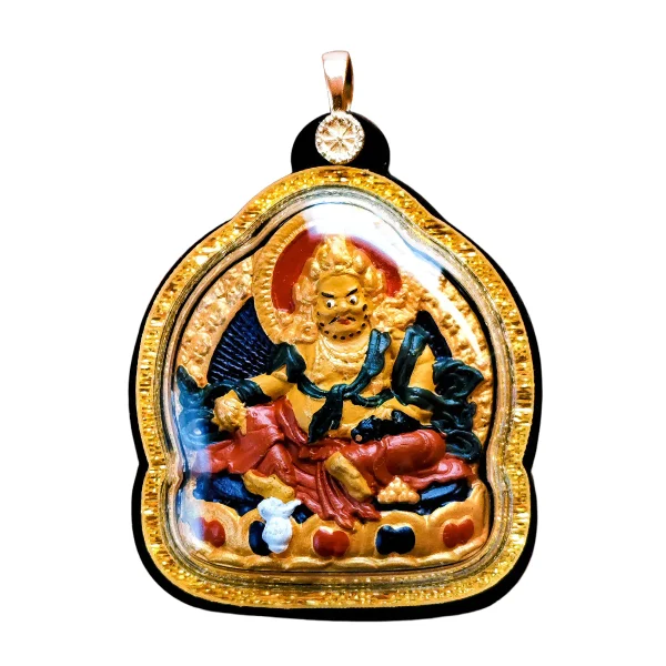 ComfyUI_00518_ Hand-Painted Tibetan Thangka Tsa-Tsa of Yellow Jambhala