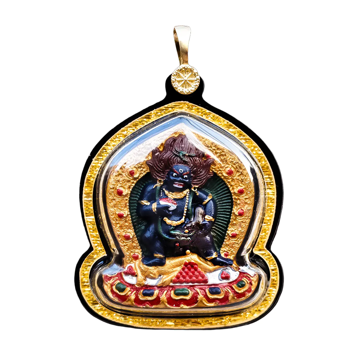 Hand-Painted Black Jambhala Thangka Tsa-Tsa Amulet