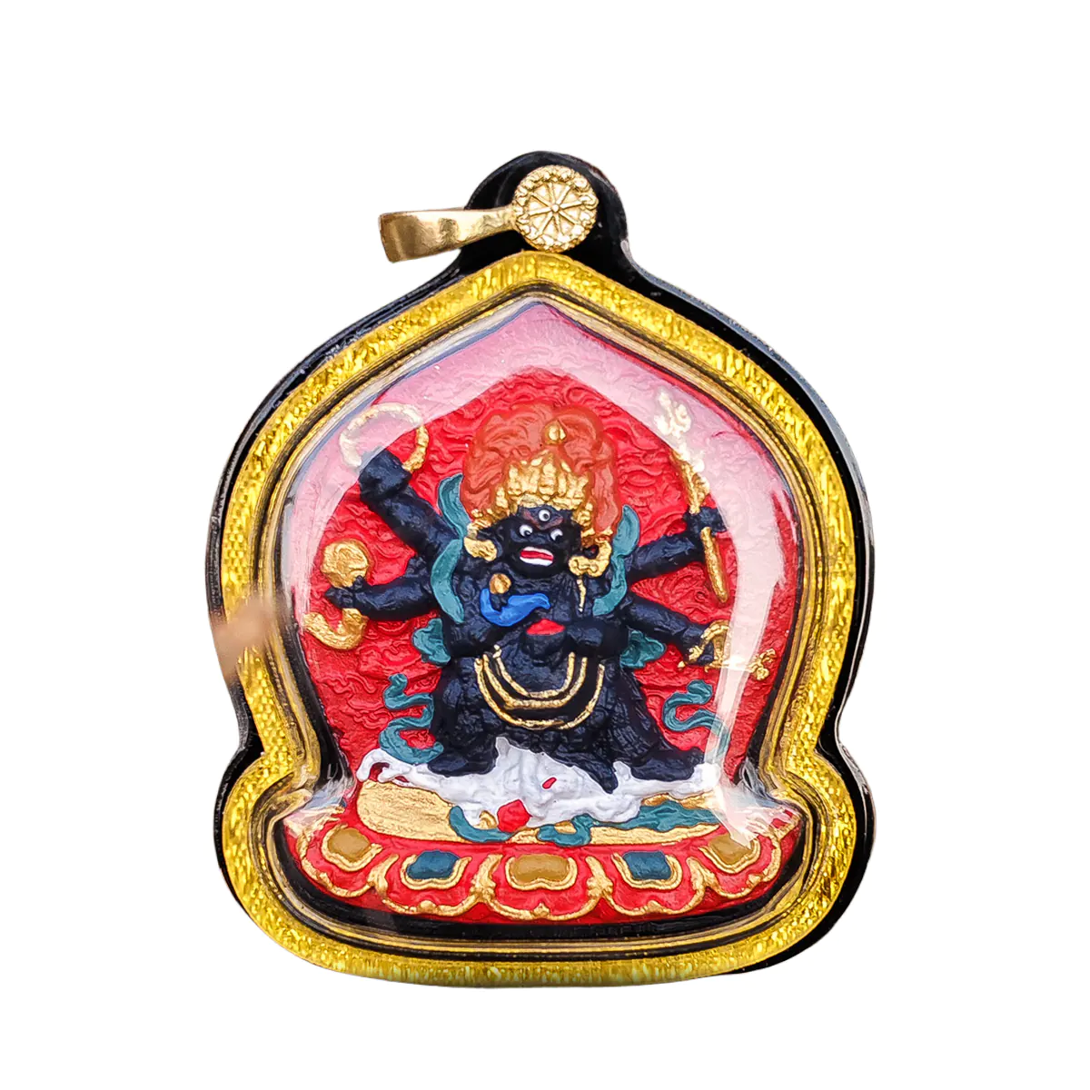 Hand-Painted Tibetan Thangka Tsa-Tsa of Mahakala