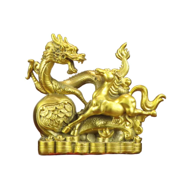 Spirit of the Dragon & Horse Brass Feng Shui Statue