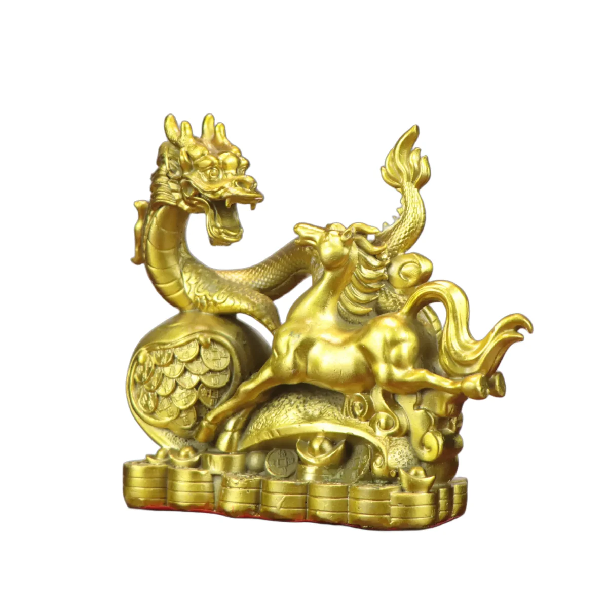 Spirit of the Dragon & Horse Brass Feng Shui Statue