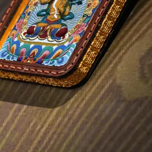 hand painted tibetan thangka tsa tsa of nine tailed fox – 4.88 x 4.15 cm (1.92 x 1.63 in)