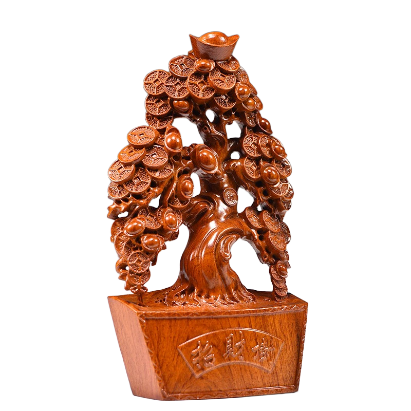 rosewood fortune tree sculpture for wealth and prosperity