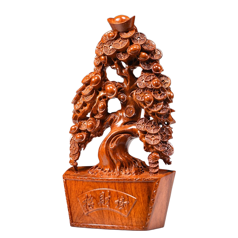 rosewood fortune tree sculpture for wealth and prosperity
