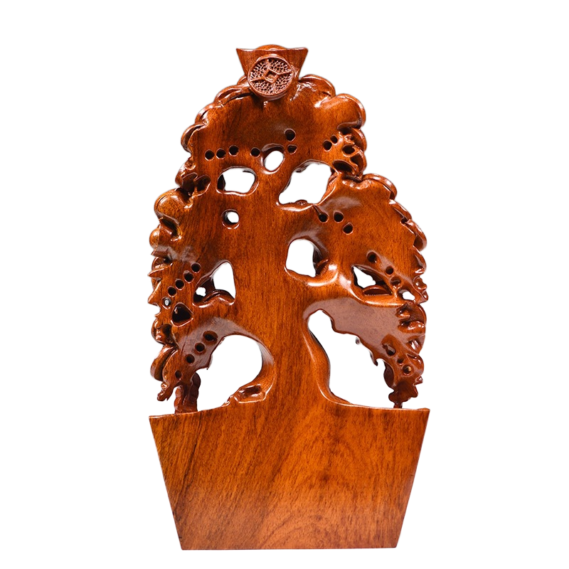 rosewood fortune tree sculpture for wealth and prosperity