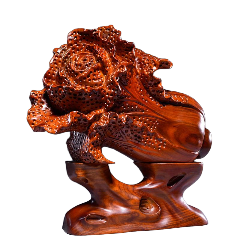 rosewood chinese cabbage sculpture for feng shui & decor