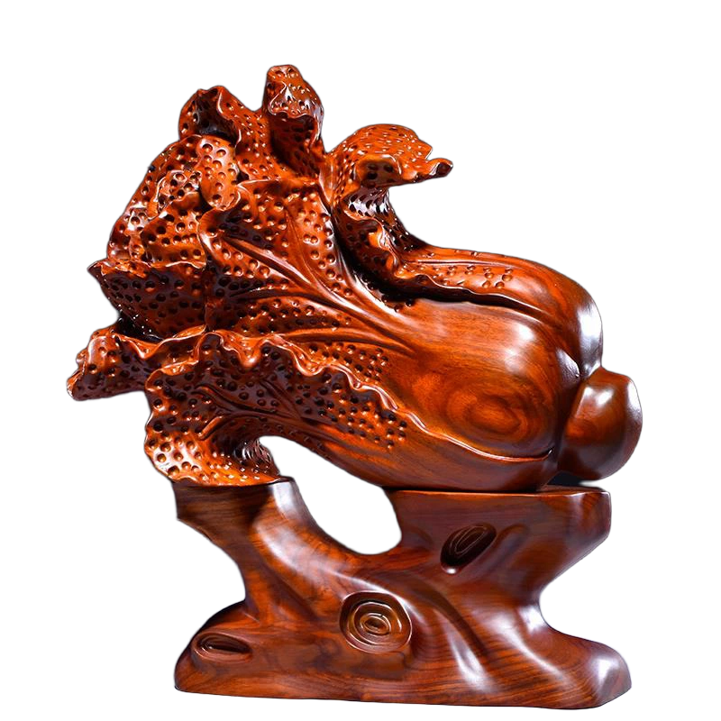 rosewood chinese cabbage sculpture for feng shui & decor