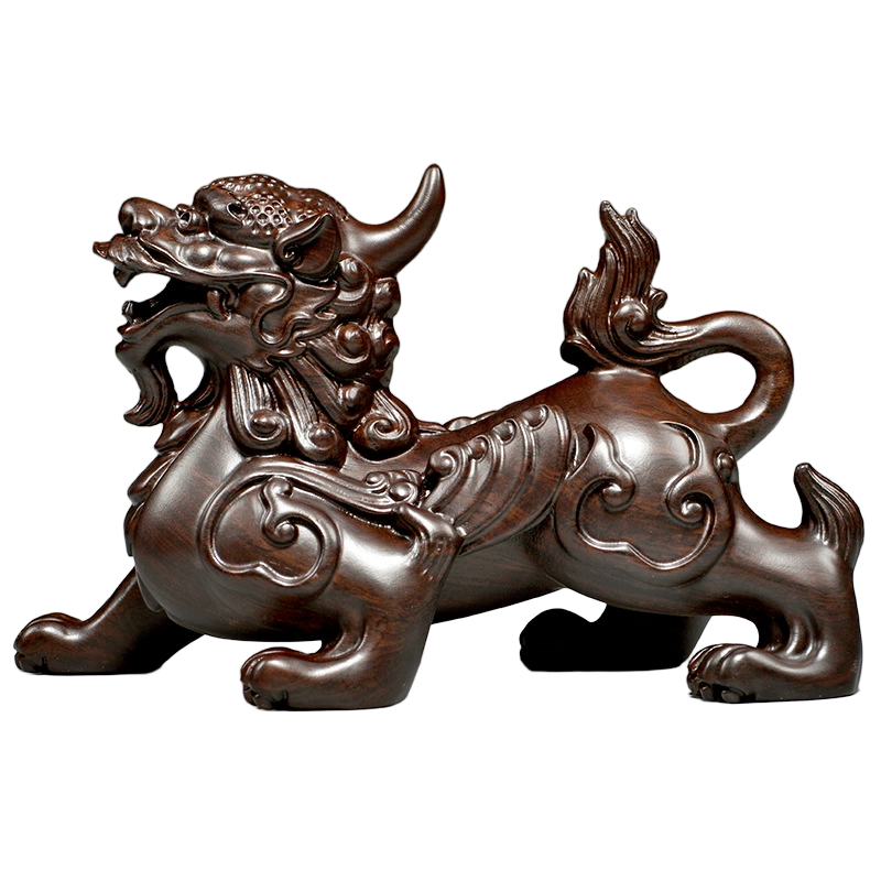 hand carved ebony wood pixiu statue