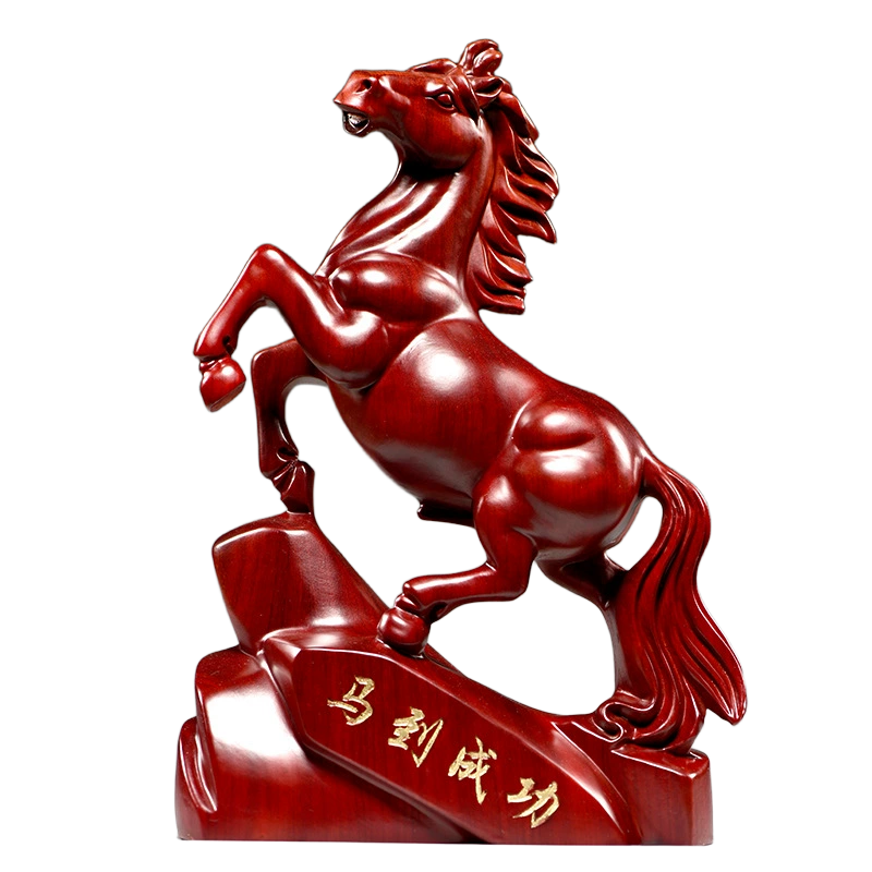 hand carved wooden rearing horse statue