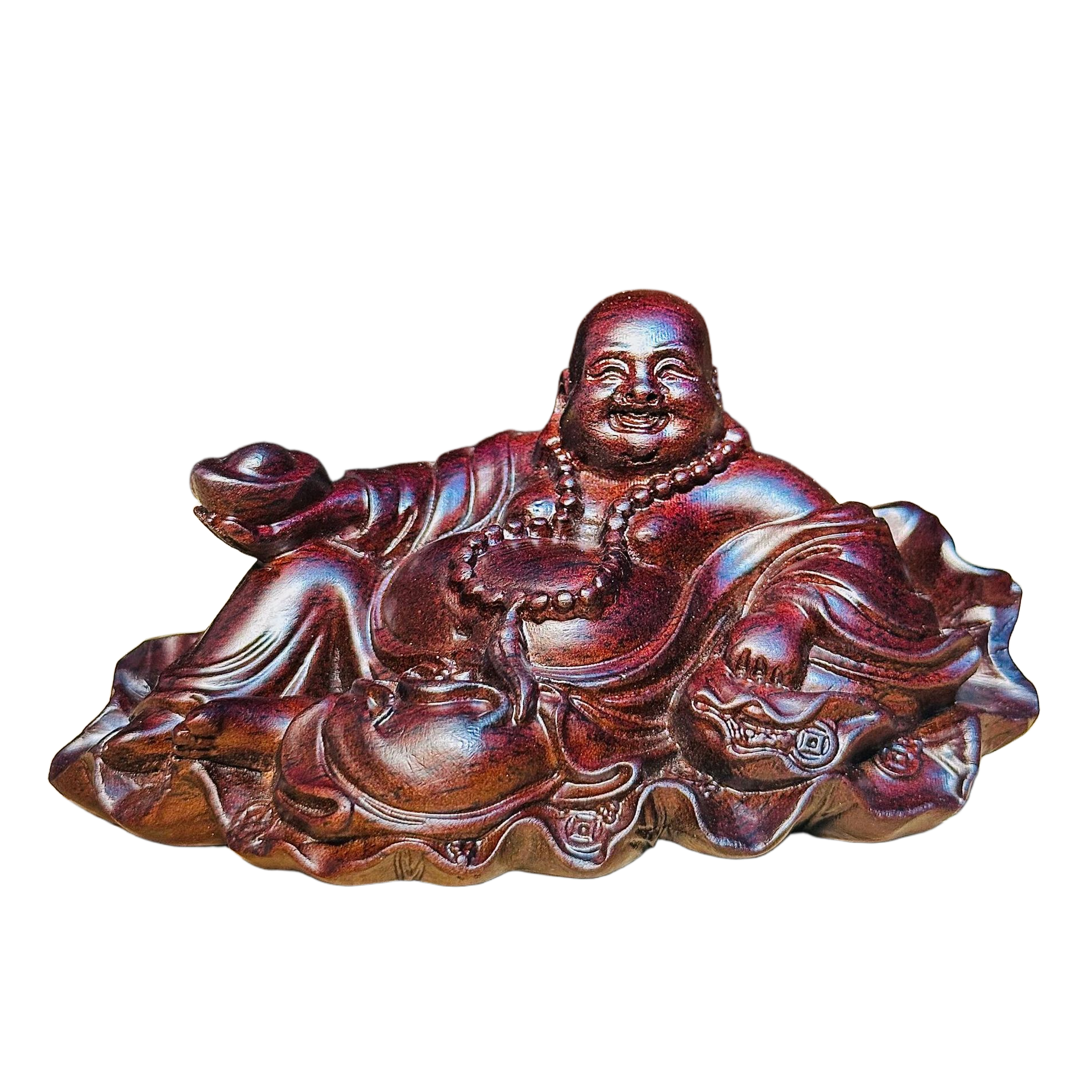 Where to Place Your Feng Shui Laughing Buddha ebony wood laughing buddha on lotus leaf base
