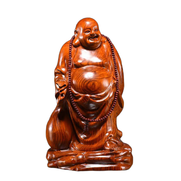 hand carved rosewood laughing buddha statue