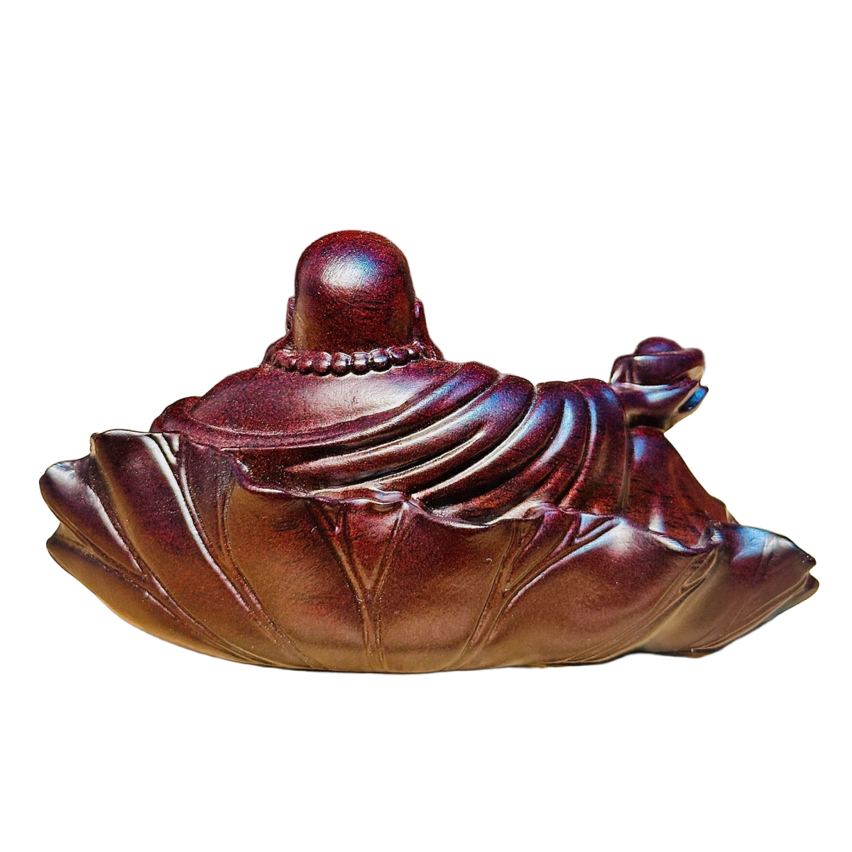 hand carved ebony wood laughing buddha statue