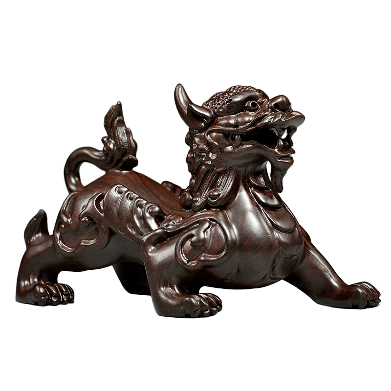 hand carved ebony wood pixiu statue