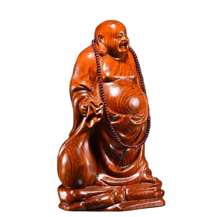 hand carved rosewood laughing buddha statue