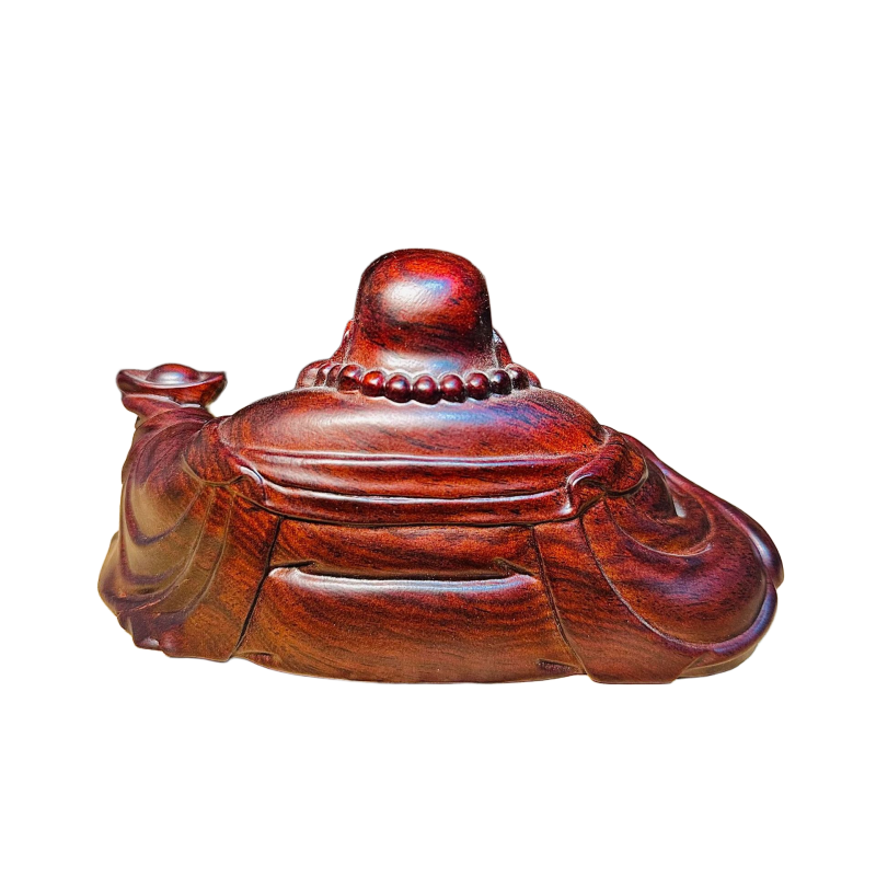 hand carved ebony wood laughing buddha statue