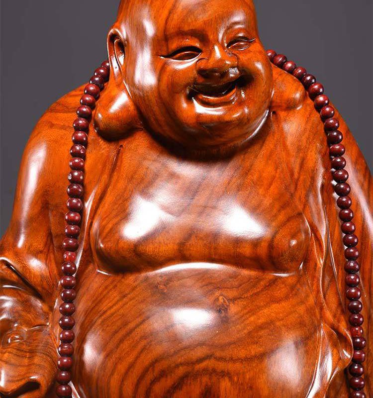 hand carved rosewood laughing buddha statue