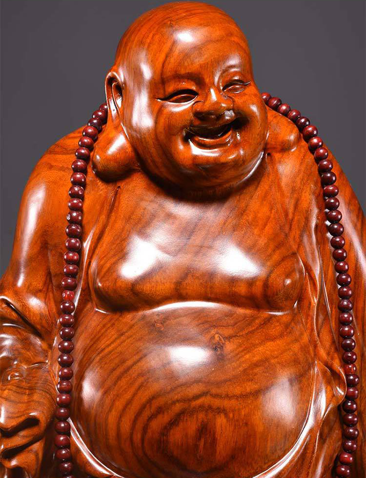 hand carved rosewood laughing buddha statue