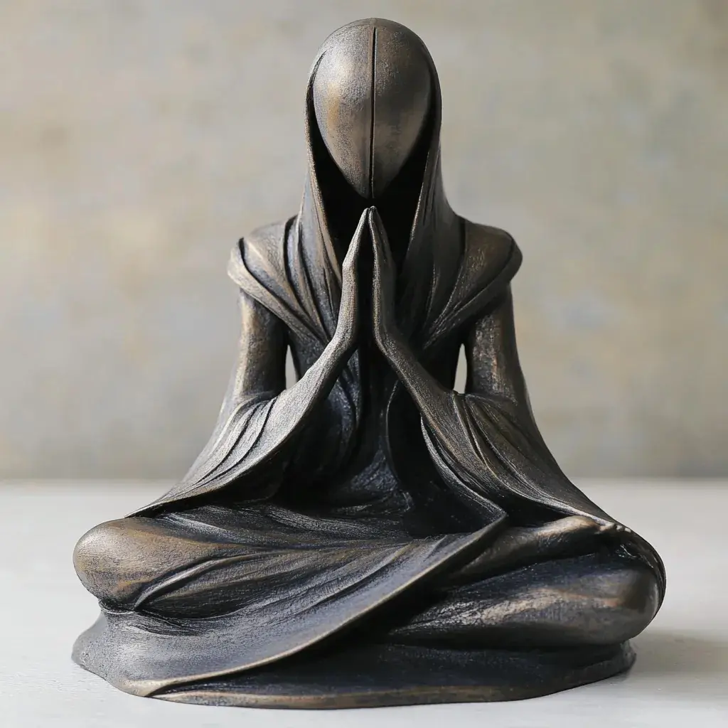 Beyond Traditional: Abstract Meditating Alien & Novelty Zen Buddha Statues abstract meditating alien statue resin zen sculpture