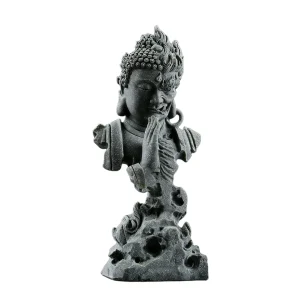 zen style half buddha half demon resin bust statue