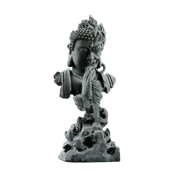 zen style half buddha half demon resin bust statue