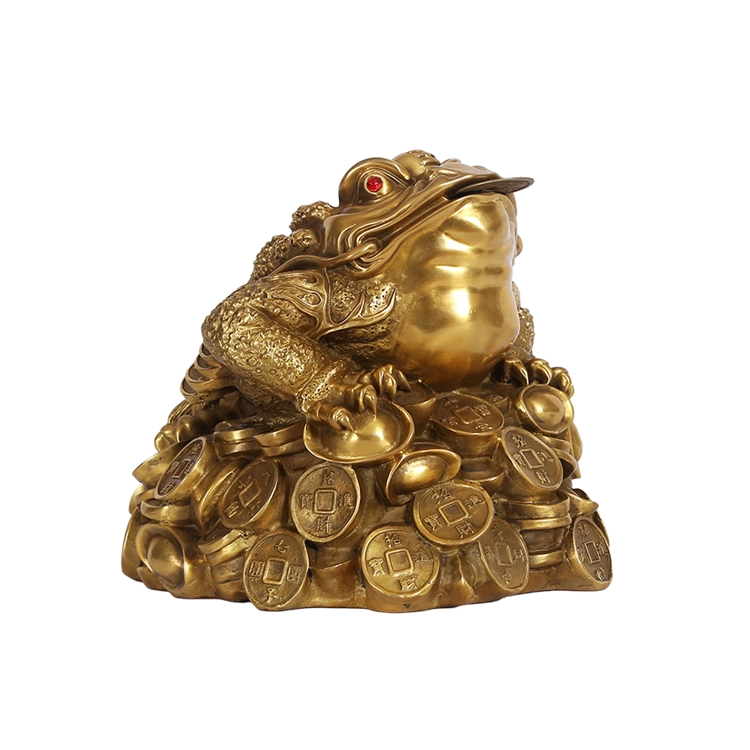 traditional brass feng shui money frog statue