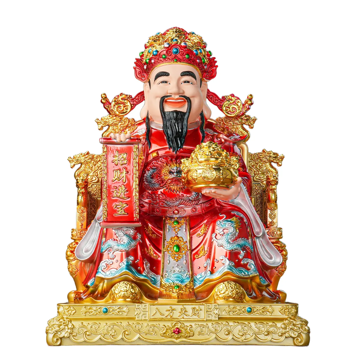 The Best Buddha Statue for Wealth and Money: A Complete Feng Shui Guide traditional caishen god of wealth statue with prosperity scroll