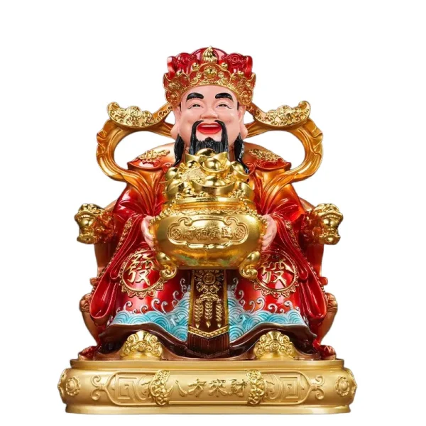 traditional style painted cai shen god of wealth statue