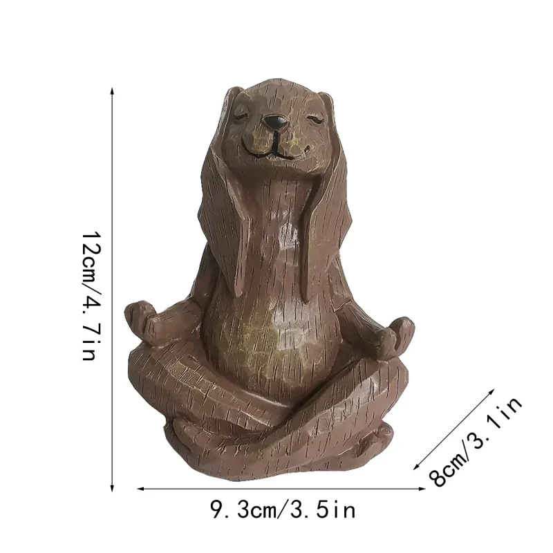 zen style meditating yoga rabbit statue