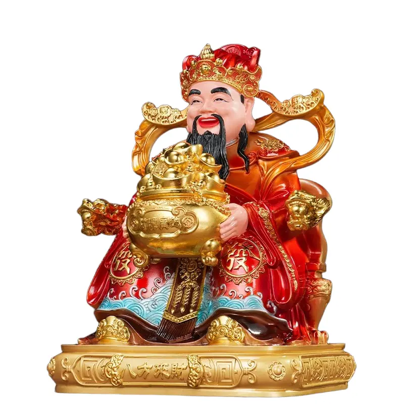 traditional style painted cai shen god of wealth statue