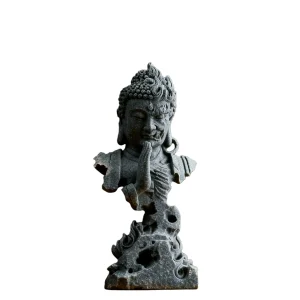 zen style half buddha half demon resin bust statue