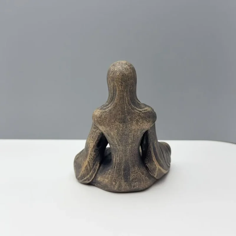 abstract meditating alien statue resin zen sculpture