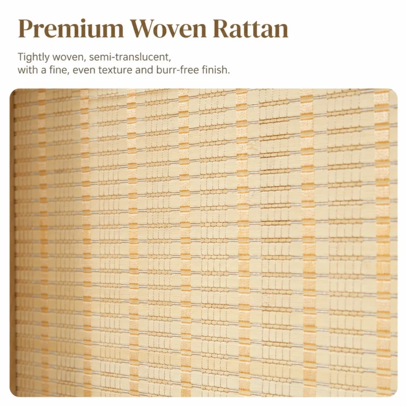 bamboo room divider, 5 panel folding screen with wheels — natural woven wood privacy screen for living room, bedroom & studio apartment